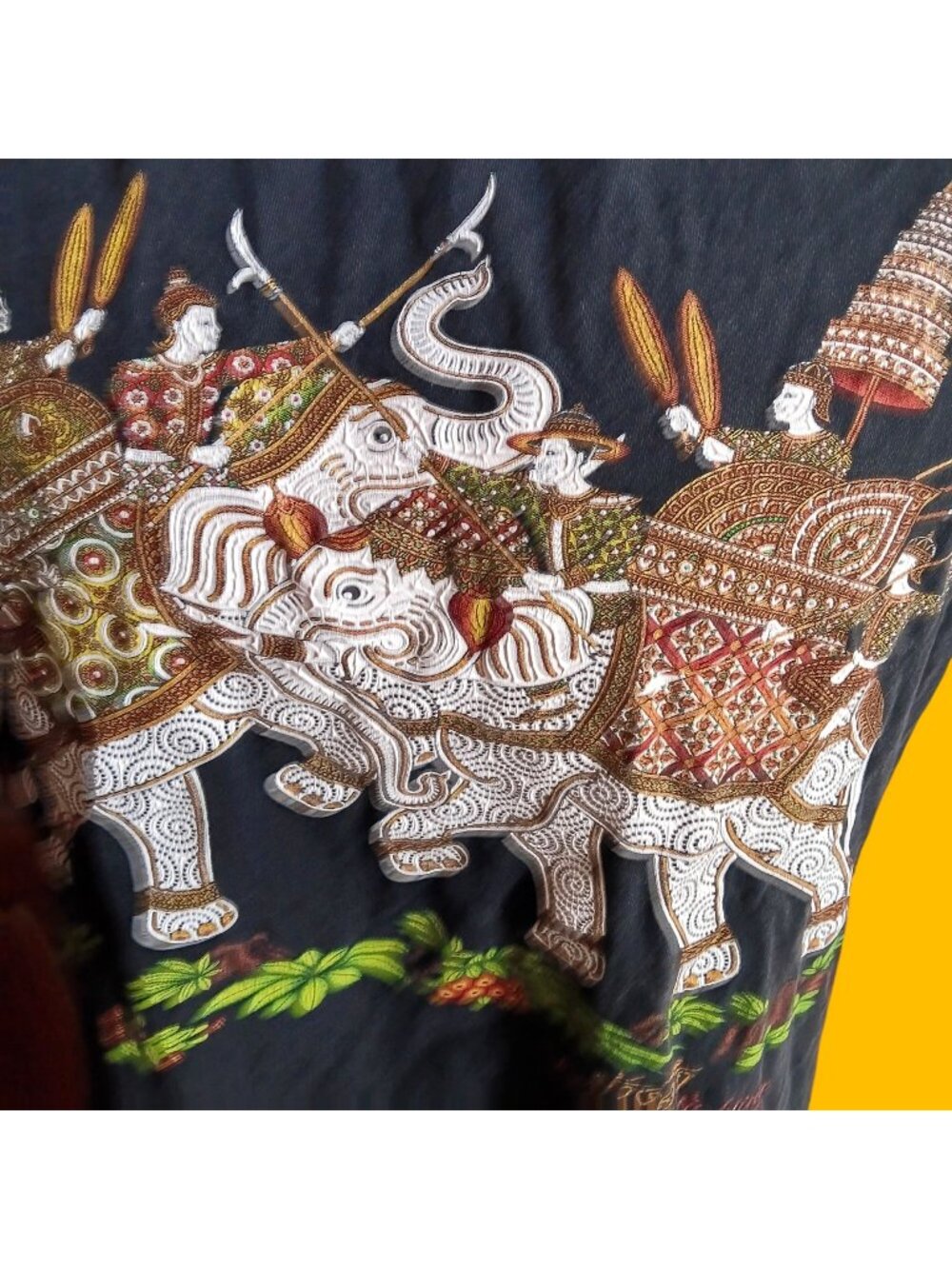 Vintage Medium T-shirt 90s Thai Elephant Fighting Graphic 2 Sided Relic Distress